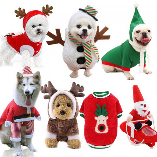 Christmas Pet Clothes for Small Medium Large Dogs, Teddy Winter Cotton Coat, Reindeer Cat Dog Outfit for Autumn Winter