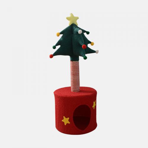 Christmas Tree Cat Bed & Cat Tree 2-in-1, Small Space Cat Scratching Post, Customizable Cat Toy Cat Tower
